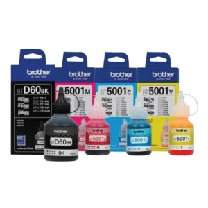 Tinta Brother D60 (negra) + 5001 (CMY) para impresoras DCP‑T220, T420W, T520W, T720DW, T820DW y MFC‑T920DW.